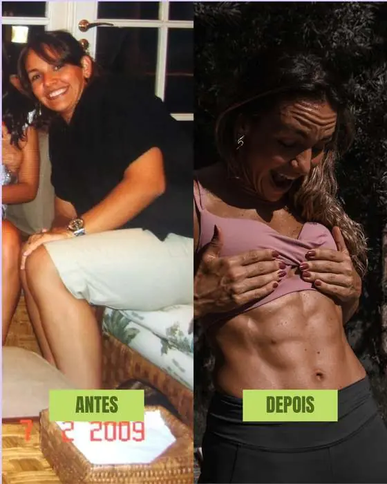 Antes e depois de aluna do metodo Lud Carnevale